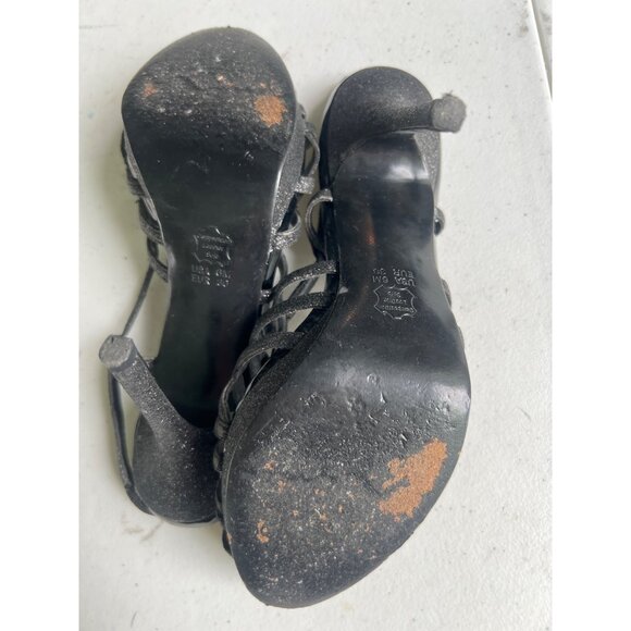 Nina New York Black Glitter Strappy High Heel Sandals Shoes Size 6M - Picture 3 of 6